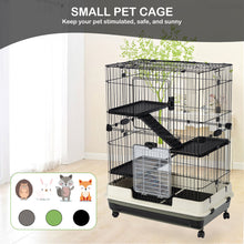 Load image into Gallery viewer, 【VIDEO provided】4-Tier 32&quot;Small Animal Metal Cage Height Adjustable with Lockable Casters  Grilles Pull-out Tray for Rabbit Chinchilla Ferret Bunny Guinea Pig Squirrel Hedgehog(BLACK)

