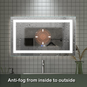 40 x 24 inch LED Bathroom Vanity Mirror Superslim Dimmable Anti Fog