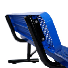 Load image into Gallery viewer, 6 ft. Outdoor Steel Bench with Backrest BLUE
