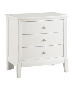 Transitional Antique White Finish Nightstand Drawers Birch Veneer Nickel Hardware Bed Side Table Bedroom Furniture