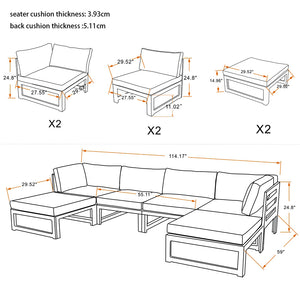 Outdoor sofa 4 pieces+2 ottomans
