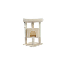 Load image into Gallery viewer, 28.4 Inches Small Cat Tree for Indoor Cats Polyester Plush Cat Tower with Beige Condos, Spacious Perch,Scratching Sisal Posts Plush-covered posts and Replaceable Dangling Balls  Beige

