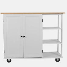 Load image into Gallery viewer, Kitchen Island Cart Wood Kitchen Islands with Large Trolley Cart with Large Cabinet, Towel Rack, Kitchen and Dining Room Utensils Organizer on Wheels
