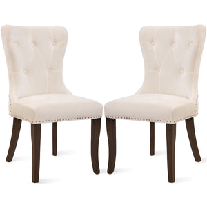 TOPMAX Dining Chair Tufted Armless Chair Upholstered Accent Chair, Set of 4 (Cream)
