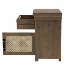 Load image into Gallery viewer, Rustic Nightstand with Drawer and Rattan Design Cabinet,Natural
