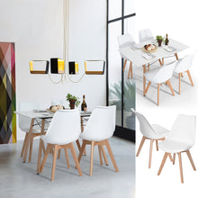 Load image into Gallery viewer, Dining Chairs,Set of 4 Eames Style PU Leather Solid Wood Beech Legs, white
