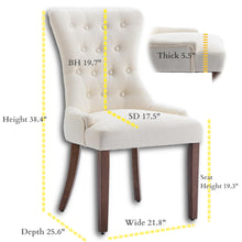 Load image into Gallery viewer, Classic Button Tufted Beige Linen Fabric Upholstered Dining Chair with Solid Wood Legs 2 PCS
