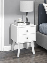 Load image into Gallery viewer, Mid-Century Modern Modern Bedside Table, 2-Drawer with Open Shelves, white
