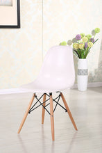 Load image into Gallery viewer, Eiffel Natural Wood Dowell Legs Dining Side Chair White DSW Set of 2
