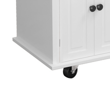Load image into Gallery viewer, Kitchen Island Cart with Two Storage Cabinets and Two Locking Wheels，43.31 Inch Width，4 Door Cabinet and Two Drawers，Spice Rack, Towel Rack （White）
