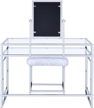 Load image into Gallery viewer, ACME Carenze II Curio Cabinet in White Faux Fur &amp; Chrome 90314
