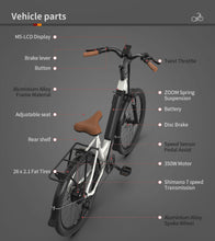 Load image into Gallery viewer, AOSTIRMOTOR 26&quot; Tire 350W Electric Bike 36V 10AH Removable Lithium Battery City Ebike for Adults Girls G350 New Model
