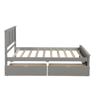Platform Storage Bed, 2 drawers with wheels, Twin Size Frame, Gray (New SKU: WF283062AAE)