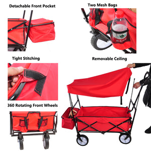 Garden Shopping Beach Cart folding wagon（red）