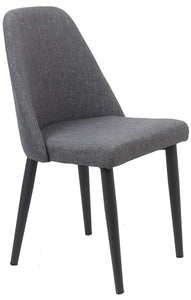 BTExpert Nuha Dining Chairs, Set of 2, Gray upholstery, Dark Metal Legs