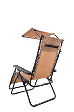 Load image into Gallery viewer, Outdoor Zero Gravity Chair Case Lounge Outdoor Patio Beach Yard Garden Canopy Sunshade Utility Tray Cup Holder Tan Beige Two Pack
