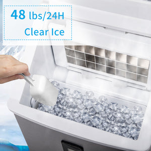 Portable Countertop Ice Maker Machine for Crystal Ice Cubes in 48 lbs/24H with Ice Scoop for Home Use