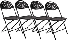 Load image into Gallery viewer, BTExpert Black Plastic Folding Chair Steel Frame Commercial High Capacity Event Chair lightweight Wedding Party Set of 4
