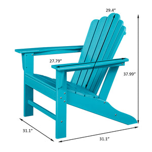 Classic Outdoor Adirondack Chair Set of 2 for Garden Porch Patio Deck Backyard, Weather Resistant Accent Furniture, Blue