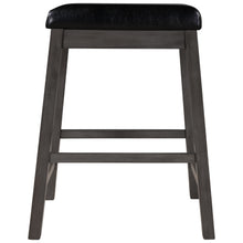 Load image into Gallery viewer, TOPMAX 4 Pieces Counter Height Wood Kitchen Dining Upholstered Stools for Small Places, Gray Finish+ Black Cushion
