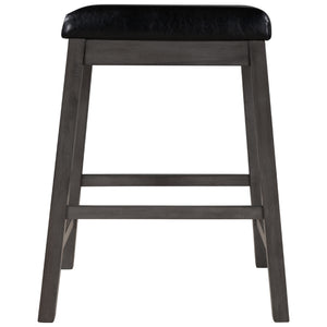 TOPMAX 4 Pieces Counter Height Wood Kitchen Dining Upholstered Stools for Small Places, Gray Finish+ Black Cushion