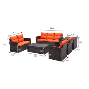 6 PCS Rattan Sectional Set and table  with storage