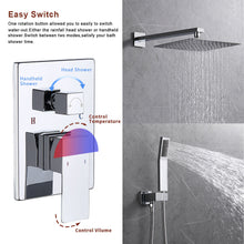 Load image into Gallery viewer, Shower System Shower Faucet Combo Set Wall Mounted with 10&quot; Rainfall Shower Head and handheld shower faucet, Chrome Finish with Brass Valve Rough-In
