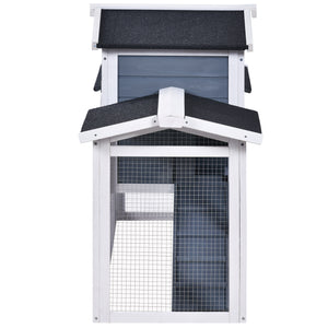 TOPMAX Rabbit Hutch Wood House Pet Cage Chicken Coop for Small Animals, Gray+White