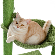 Load image into Gallery viewer, Cactus Cat Tree Cat Scratching Post with Hammock Play Tower, Full Wrapped Sisal Scratching Post for Cats 93.5cm Green
