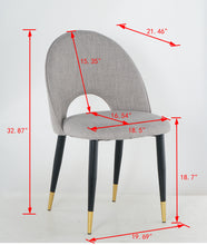 Load image into Gallery viewer, Beige Nordic Style Dining Room Furniture Comfortable Decoration similar to sackcloth Fabric Seat Dining Chair With Black Golden Legs(Set of 2)

