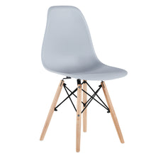 Load image into Gallery viewer, Light Gray simple fashion leisure plastic chair environmental protection PP material thickened seat surface solid wood leg dressing stool restaurant outdoor cafe chair set of 1
