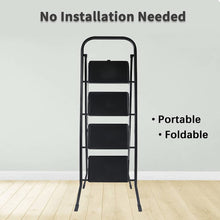 Load image into Gallery viewer, YSSOA 4 Step Ladder, Folding Step Stool with Wide Anti-Slip Pedal, 330 lbs Sturdy Steel Ladder, Convenient Handgrip, Lightweight, Portable Steel Step Stool, Black (HILADDFOLD4B)
