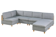 Load image into Gallery viewer, Living Room Furniture Ottoman Light Grey Dorris Fabric 1pc Cushion ottomans Wooden Legs
