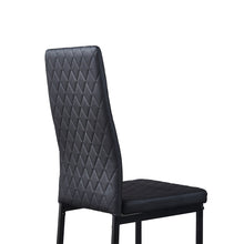 Load image into Gallery viewer, Black modern minimalist dining chair fireproof leather sprayed metal pipe diamond grid pattern restaurant home conference chair set of 6
