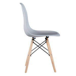 Light Gray simple fashion leisure plastic chair environmental protection PP material thickened seat surface solid wood leg dressing stool restaurant outdoor cafe chair set of 1