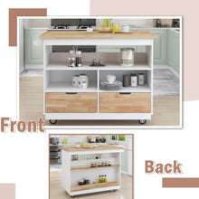 Load image into Gallery viewer, Kitchen Cart Rolling Mobile Kitchen Island Solid Wood Top, Kitchen Cart With 2 Drawers,Tableware Cabinet（White）
