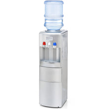 Load image into Gallery viewer, Water Dispenser with Built-In Ice Maker, 2 in 1 Top Loading Water Cooler, Hot &amp; Cold Water, Child Safety Lock, Silver

