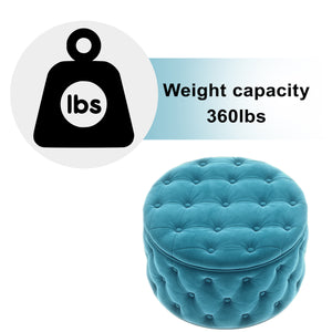 [New] 29.5"Wide Classic Button Tufted Velvet Round Ottoman With Storage Living Room Footrest