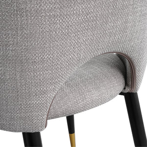 Beige Nordic Style Dining Room Furniture Comfortable Decoration similar to sackcloth Fabric Seat Dining Chair With Black Golden Legs(Set of 2)
