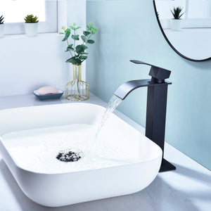 Waterfall Spout Bathroom Faucet,Single Handle Bathroom Vanity Sink Faucet