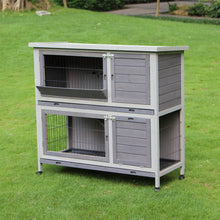 Load image into Gallery viewer, Indoor Rabbit Hutch with Wheels, Outdoor Rabbit Cage with Pull Out Trays, Movable Bunny Hutch, 2 Story Guinea Pig Cage, Large Rabbit House
