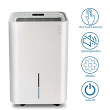 Load image into Gallery viewer, 4,500 Sq. Ft. Dehumidifier with 4L Water Tank, Auto or Manual Drain, Auto Shutoff Portable 50 Pint Dehumidifier for Large to Extra Large Rooms and Basements
