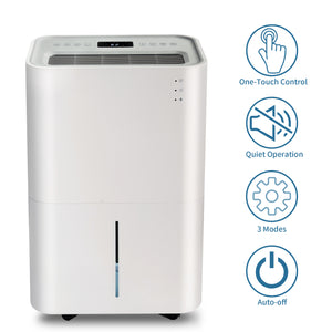 4,500 Sq. Ft. Dehumidifier with 4L Water Tank, Auto or Manual Drain, Auto Shutoff Portable 50 Pint Dehumidifier for Large to Extra Large Rooms and Basements