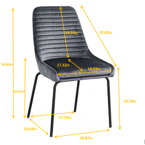 Hot Sell Simple Fabric Foam Metal Leg Steel Leg Grey Fabric Dining Chair(set of 2)