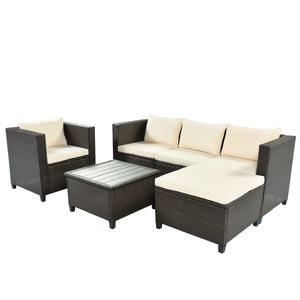 U_STYLE Outdoor, Patio Furniture Sets, 5 Piece Conversation Set Wicker Rattan Sectional Sofa with Seat Cushions