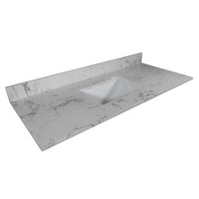 Load image into Gallery viewer, Montary 49‘’x22&quot; bathroom stone vanity top  engineered stone carrara white marble color with rectangle undermount ceramic sink and single faucet hole with back splash .（not included cabinet )
