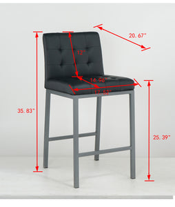 Cheap Modern Design High Counter Stool metal legs Kitchen Restaurant black pu Bar Chair(set of 2)