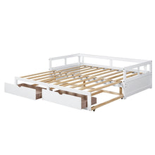 Load image into Gallery viewer, Wooden Daybed with Trundle Bed and Two Storage Drawers , Extendable Bed Daybed,Sofa Bed for Bedroom Living Room,White
