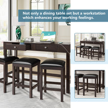 Load image into Gallery viewer, TOPMAX 4-Piece Counter Height Table Set with Socket and Leather Padded Stools, Espresso
