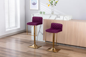 SUPERJARE Bar Stools  - Swivel Barstool Chairs with Back, Modern Pub Kitchen Counter Height，velvet